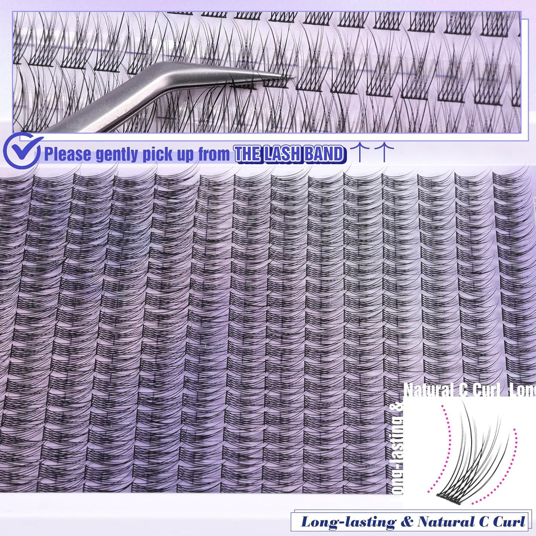 ALICE DIY Natural Lash Clusters | Wispy Anime Cat Eye | 10-16mm, 144 Pcs