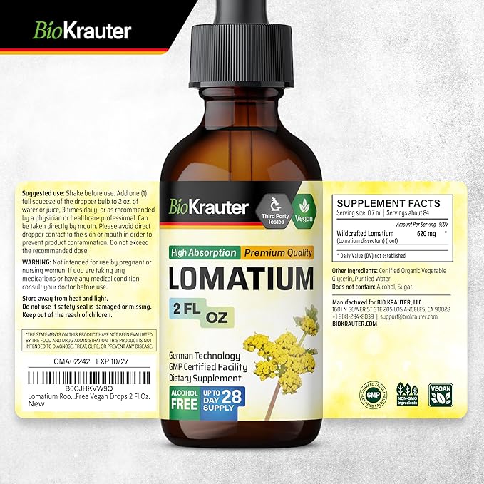 BIO KRAUTER Lomatium Tincture 2 Fl. Oz. & Cordyceps Tincture 4 Fl. Oz.