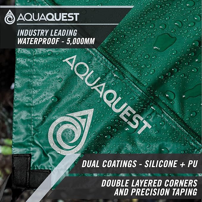 AquaQuest Guide Camping Tarp - Ultralight Tent Cover or Rain Fly - Waterproof Camping Gear Must Haves for Hiking, Hammock, Bivy & Survival, 15 x 15 ft, Forester Green