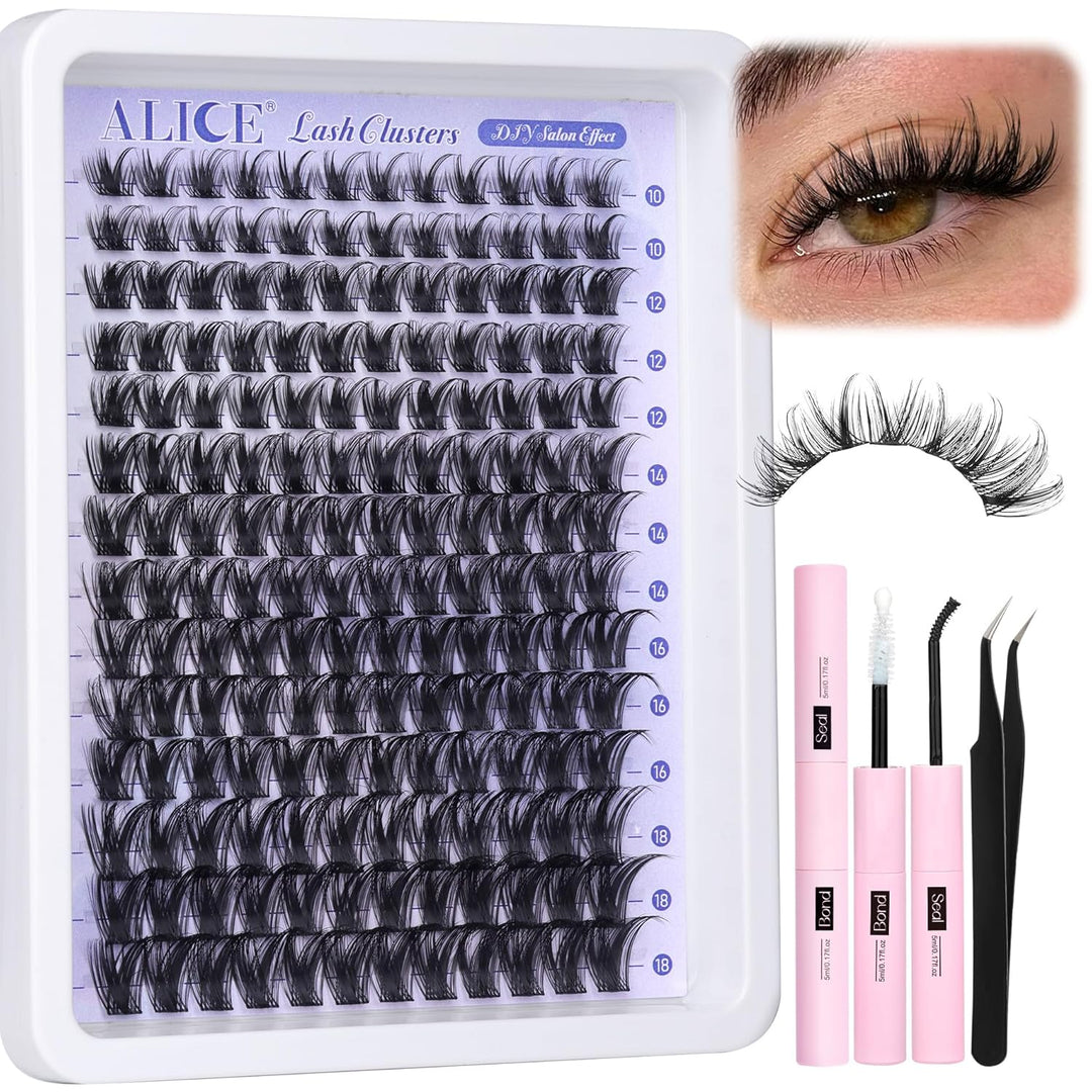 ALICE DIY Natural Lash Clusters | Wispy Anime Cat Eye | 10-16mm, 144 Pcs