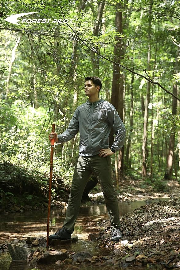 3pc Detachable Fir Wood Walking Stick for Hiking with Compass 55 Inches - with Animal Carving - Soft Hand Strap - Rubber Tip Cover