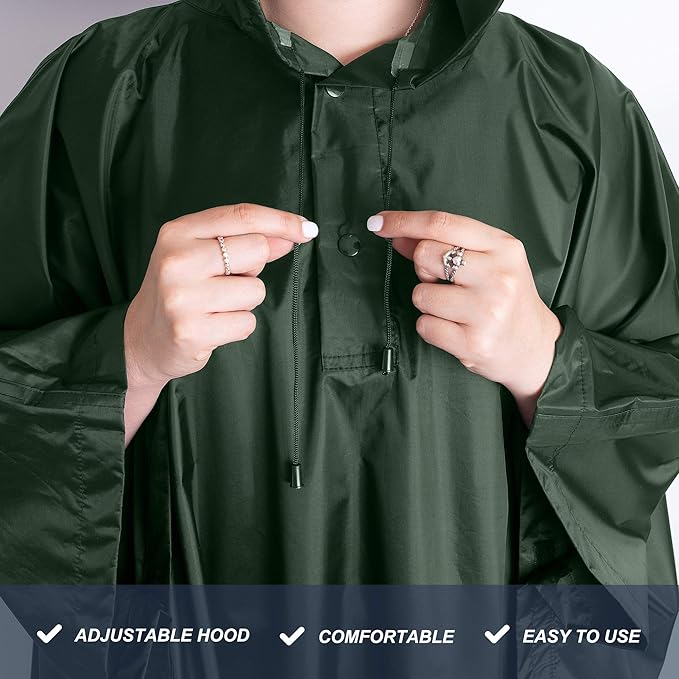 Heavy Duty Rain Poncho for Backpacking, Waterproof Lightweight for Adults, Military, Emergency, Camping, Men, Women