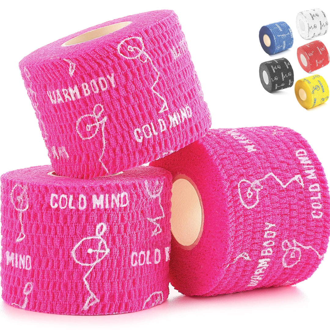 WARM BODY COLD MIND 2" Premium Lifting Thumb Tape for Weightlifting - Hook Grip for Powerlifting, Strength/Cross Training, Deadlift, Weight Lifting, Athletic Finger Wrap (Pink 3 Rolls)