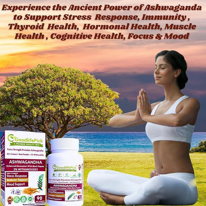 Ashwagandha Capsules with Black Pepper from Pure Ashwagandha Powder & 20:1 Ashwagandha Root Extract with Black Pepper 90 Veg Cap AllNatural NonGMO Vegan NO Rice Powder NO Gluten