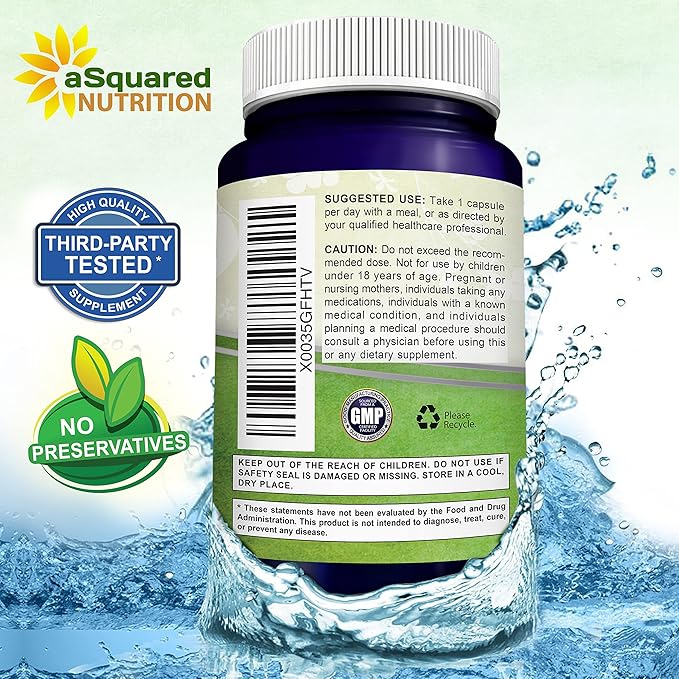 aSquared Nutrition Apigenin 50mg & L-Theanine 200mg - 120 Capsules - Apigenin Supplement Pills for Sleep and Relaxation - Natural Bioflavonoid Extract Found in Chamomile Tea