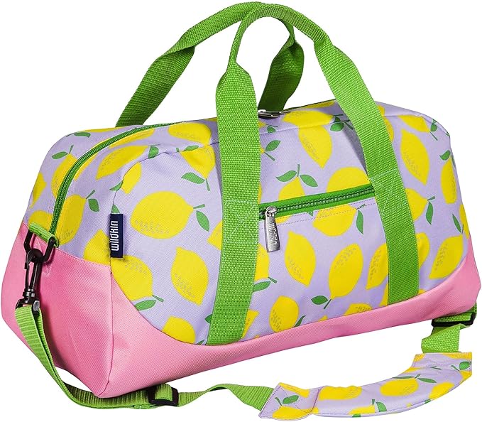 Wildkin Kids Overnighter Duffel Bag – Carry-On Size, Ideal for School & Sleepovers – Lilac Lemonade