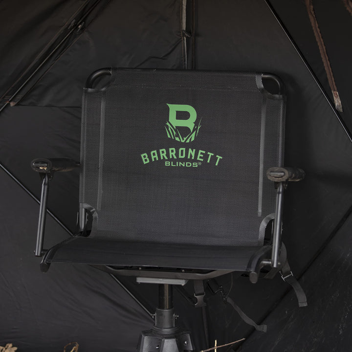Barronett Blinds 360 Deluxe Wide Chair, Silent 360-degree Swivel Hunting Chair, Extra-Wide, Comfortable TearTuff Mesh Seat, Adjustable Height, 350 lb. Capacity, Black, BC107