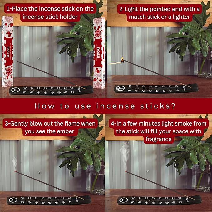 Rose Incense Sticks - Incienso de Rosas - Total 40 Insence-Sticks - Dual Pack of 20 Insense - Inciensos - Inscents - Natural Non Toxic Ingredients - Incents - Incence - Inscense - Insents