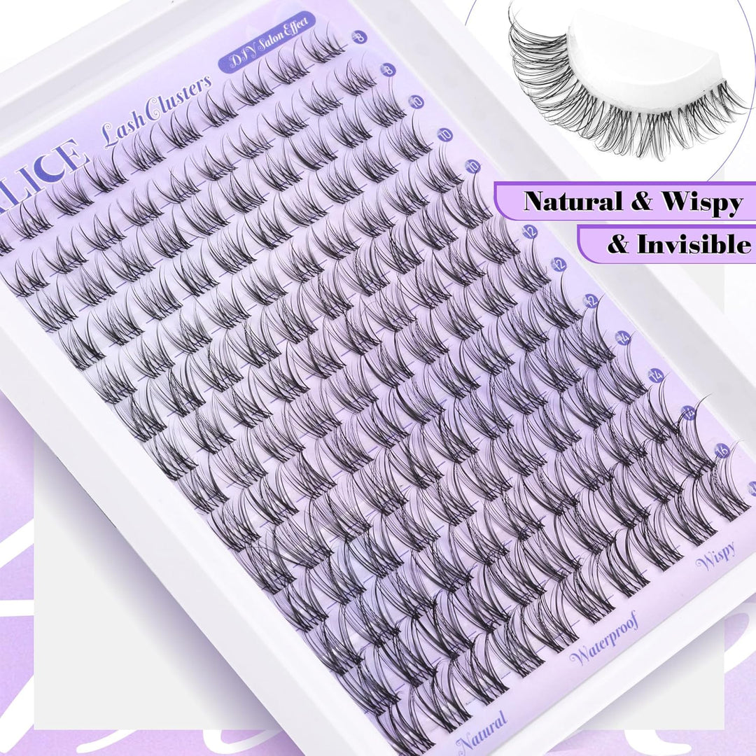 ALICE DIY Natural Lash Clusters | Wispy Anime Cat Eye | 10-16mm, 144 Pcs