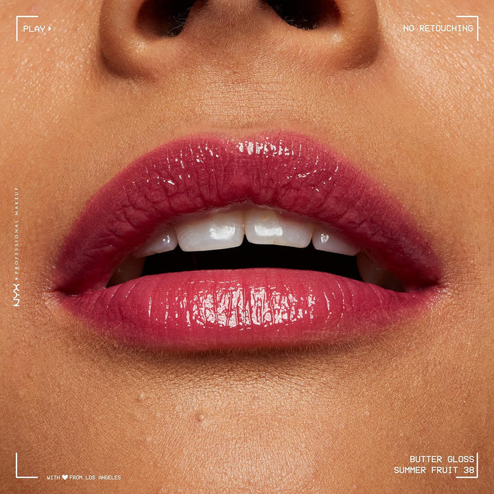 NYX Butter Gloss | Non-Sticky Hot Pink Lip Gloss | Summer Fruit Flavor