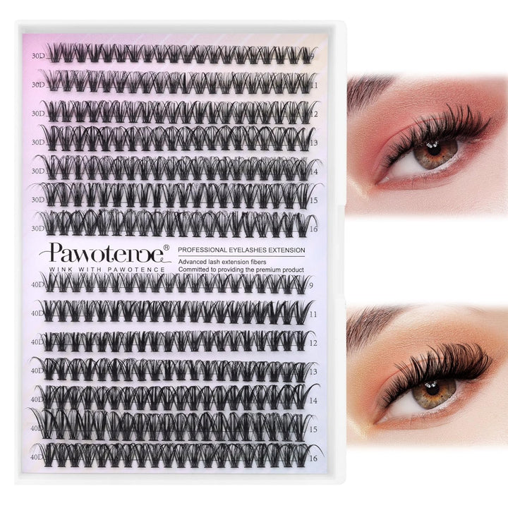 80D Full Volume Eyelash Clusters Kit | DIY Lash Extensions with Bond & Tweezers