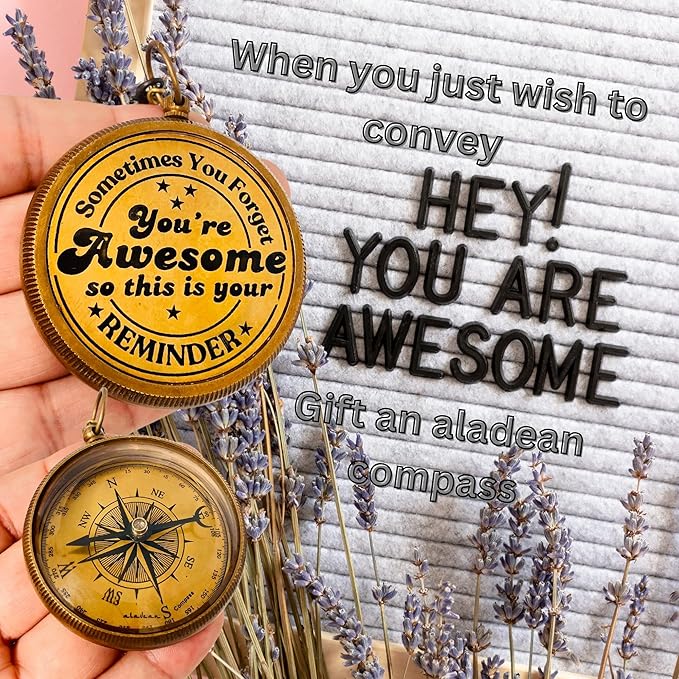 Inspiration Gift for Men Women Engraved Compass - Go Confidently - Thoreau Quote, You're Awesome Employee, Coworker Meaningful Gift for him her