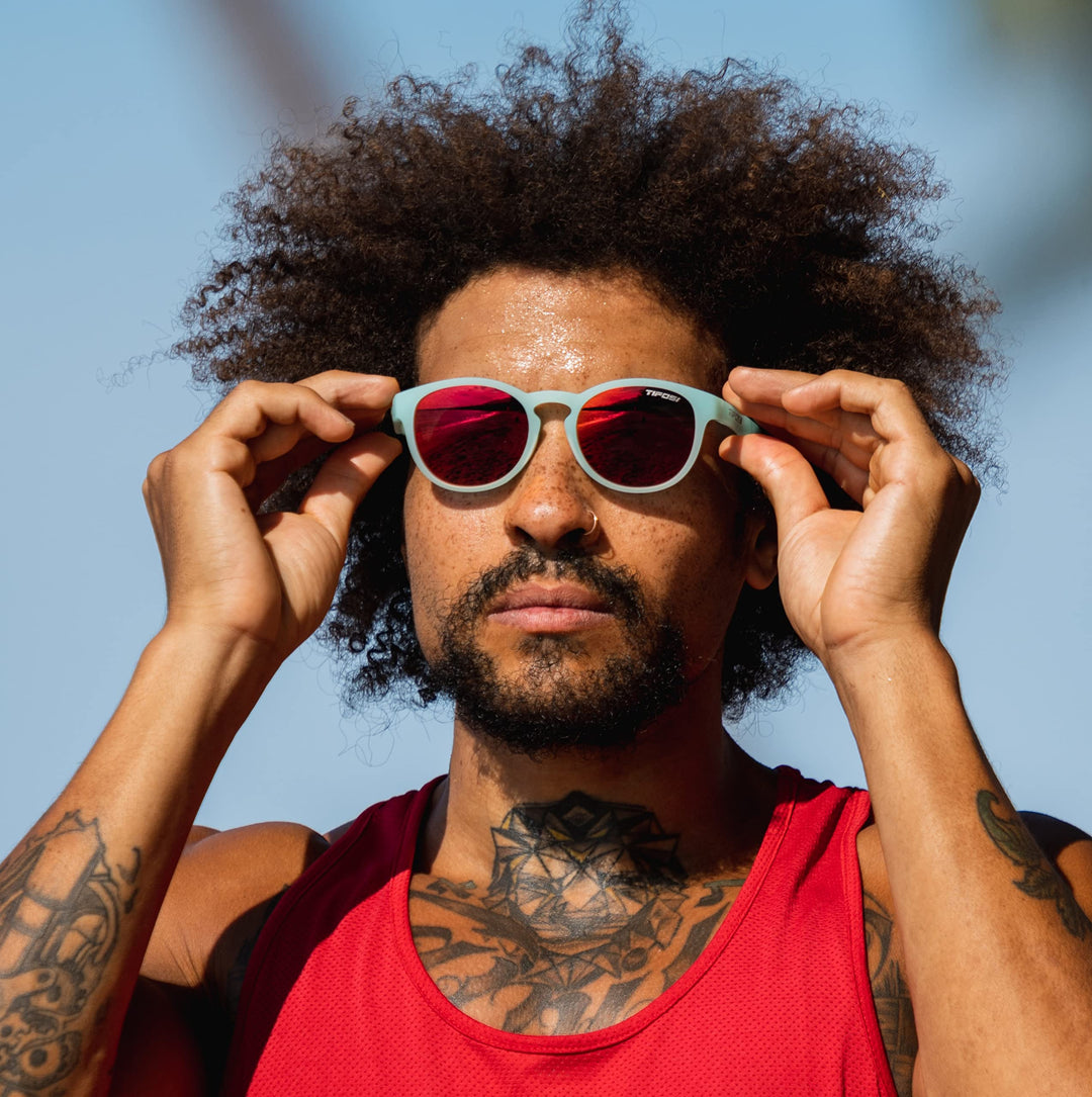 Tifosi Svago Sunglasses (Satin Crystal Teal, Smoke Red)