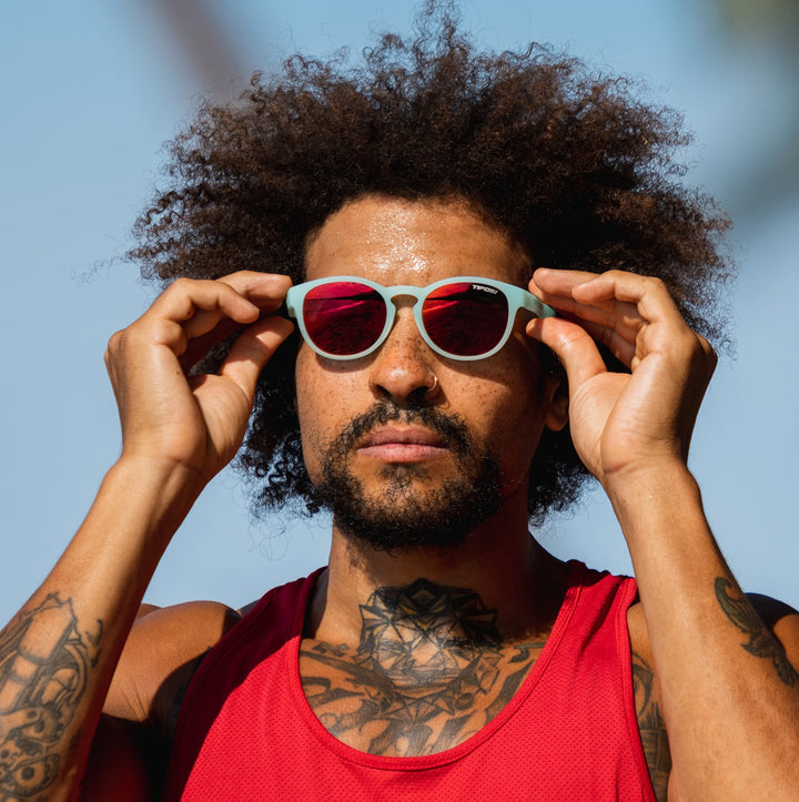 Tifosi Svago Sunglasses (Satin Crystal Teal, Smoke Red)