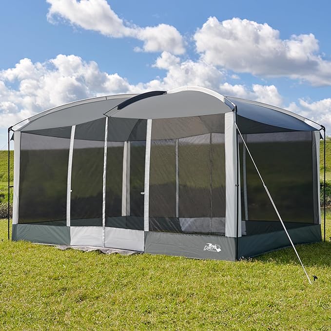 Screen House Tent 13x9ft Screen Room Mesh Gazebos w/ 2 Magnetic Doors, Included Projection Screen, Camping Tent Screened Canopy Shelter for Outdoor Patios Backyards Activities