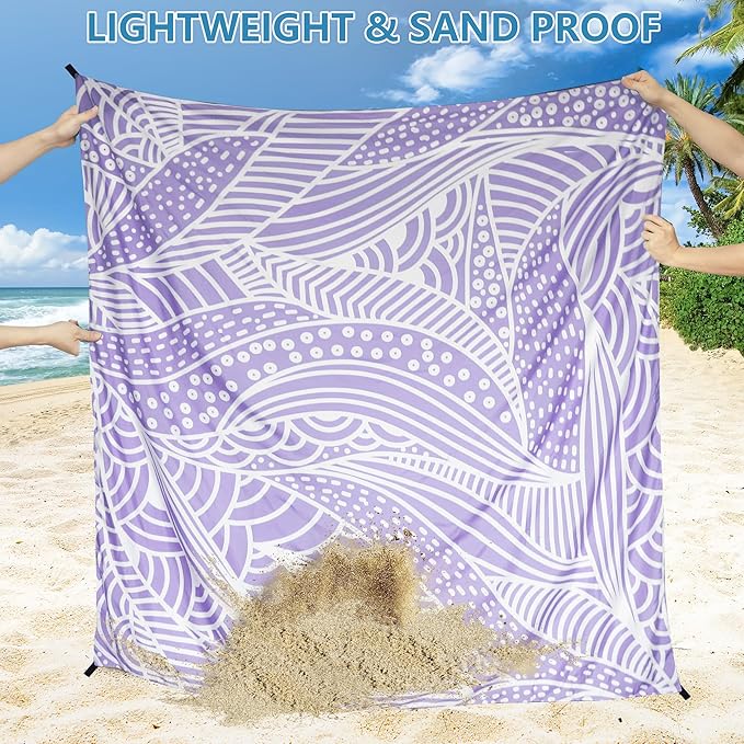 AISPARKY Beach Blanket Waterproof Sandproof Quick Drying Beach Mat Extra Large Outdoor Picnic Blanket for Travel Camping Hiking