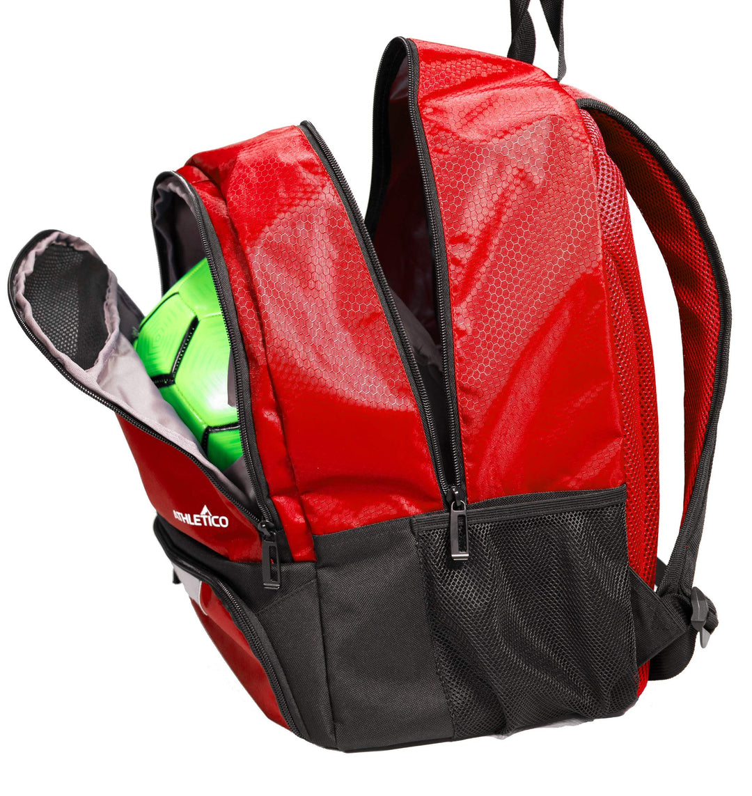 Athletico Youth Soccer Bag - Soccer Backpack & Bags for Basketball, Volleyball & Football | Includes Separate Cleat and Ball Compartment (Black)