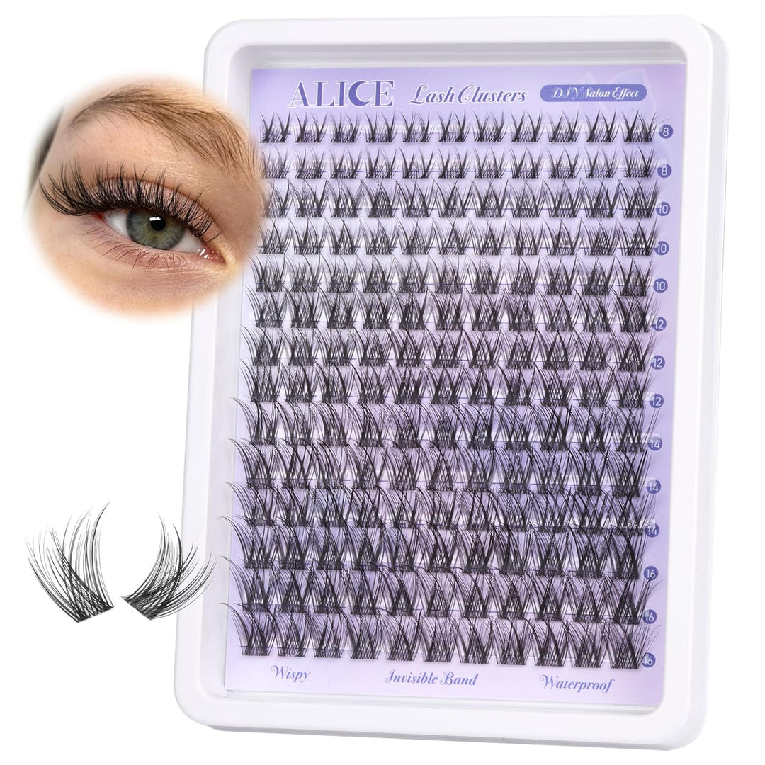 ALICE DIY Natural Lash Clusters | Wispy Anime Cat Eye | 10-16mm, 144 Pcs