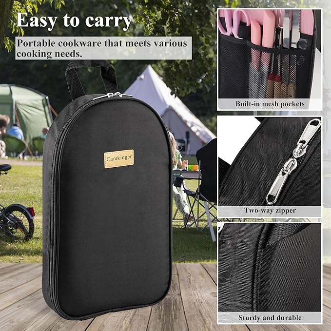 12PCS Camping Accessories Kitchen Cooking Utensils Set - Portable Outdoor Camp Cookware Set, Silicone Camper Essentials Gear Must Have Supplies for Travel RV BBQ Grill Picnic Hiking