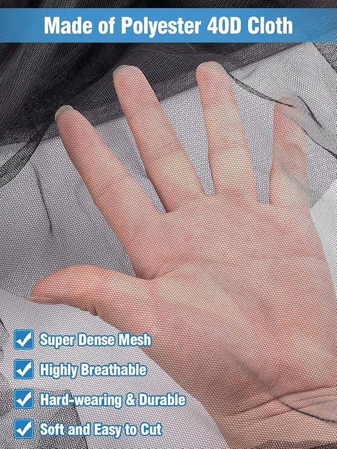 2 Pcs Mosquito Net for Patio - 10Ft x 13Ft for Each Garden Mesh Screen Barrier, Super Dense Patio Netting for Balcony Porch Umbrella Fruit Tree Plants Gazebo Canopy RV Camping, Black