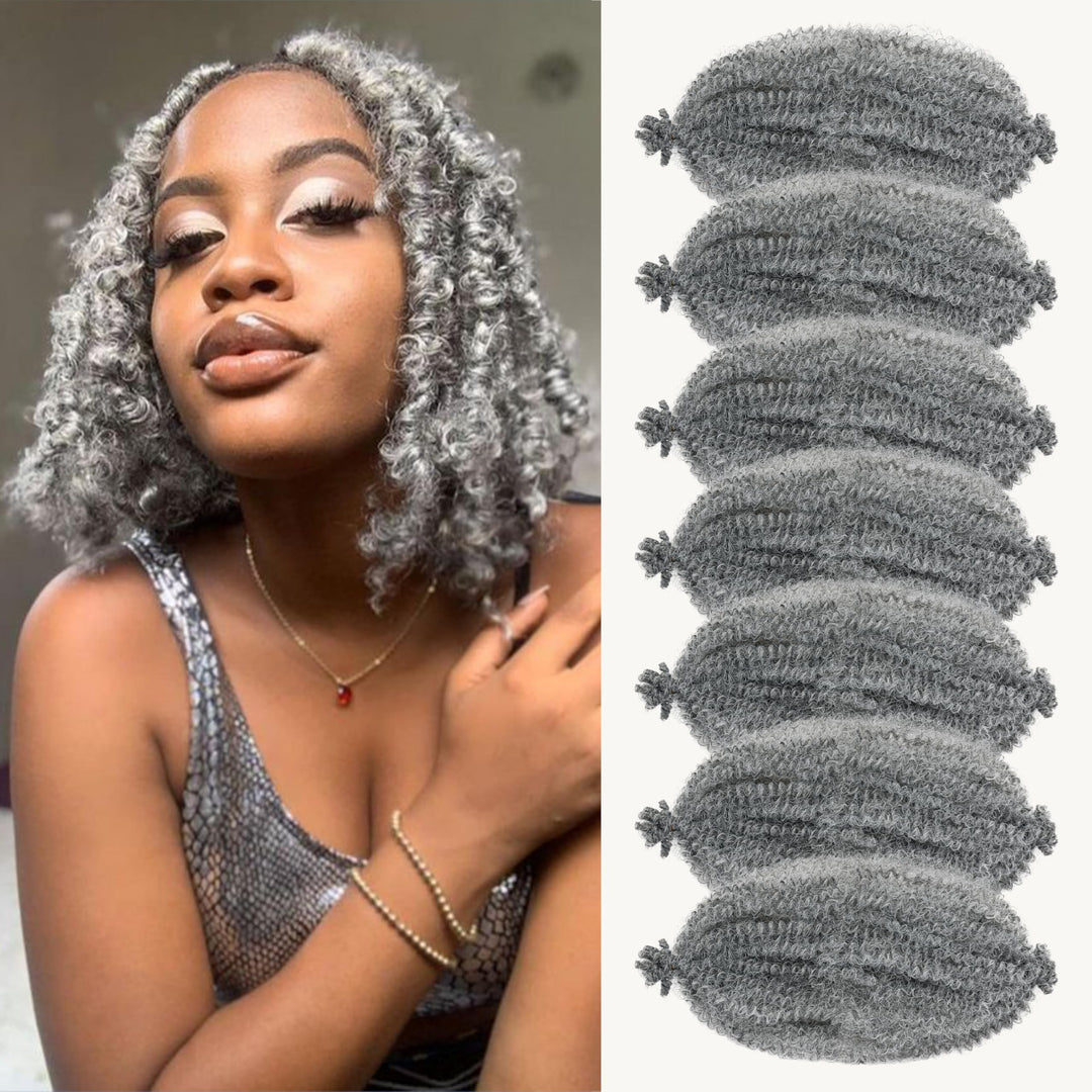 Marley Twist Braiding Hair 12 Inch 7 Packs Mixed Gray Spring Twist Hair Springy Afro Twist Hair Soft Marley Hair For Wrapping Lo