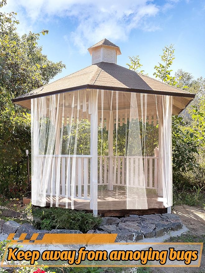 2 Pcs Mosquito Net for Patio - 10Ft x 13Ft for Each Garden Mesh Screen Barrier, Super Dense Patio Netting for Balcony Porch Umbrella Fruit Tree Gazebo Canopy RV Camping, White