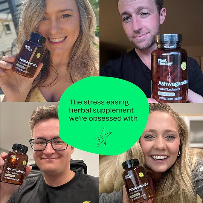 Plant Therapy Ashwagandha Herbal Supplement Capsules, Adaptogenic Herb Feel Relaxed & Find Balance, Potent Extract in Vegetarian Capsule, 120 Vegetarian Capsules (4 Month Supply), Made in The USA