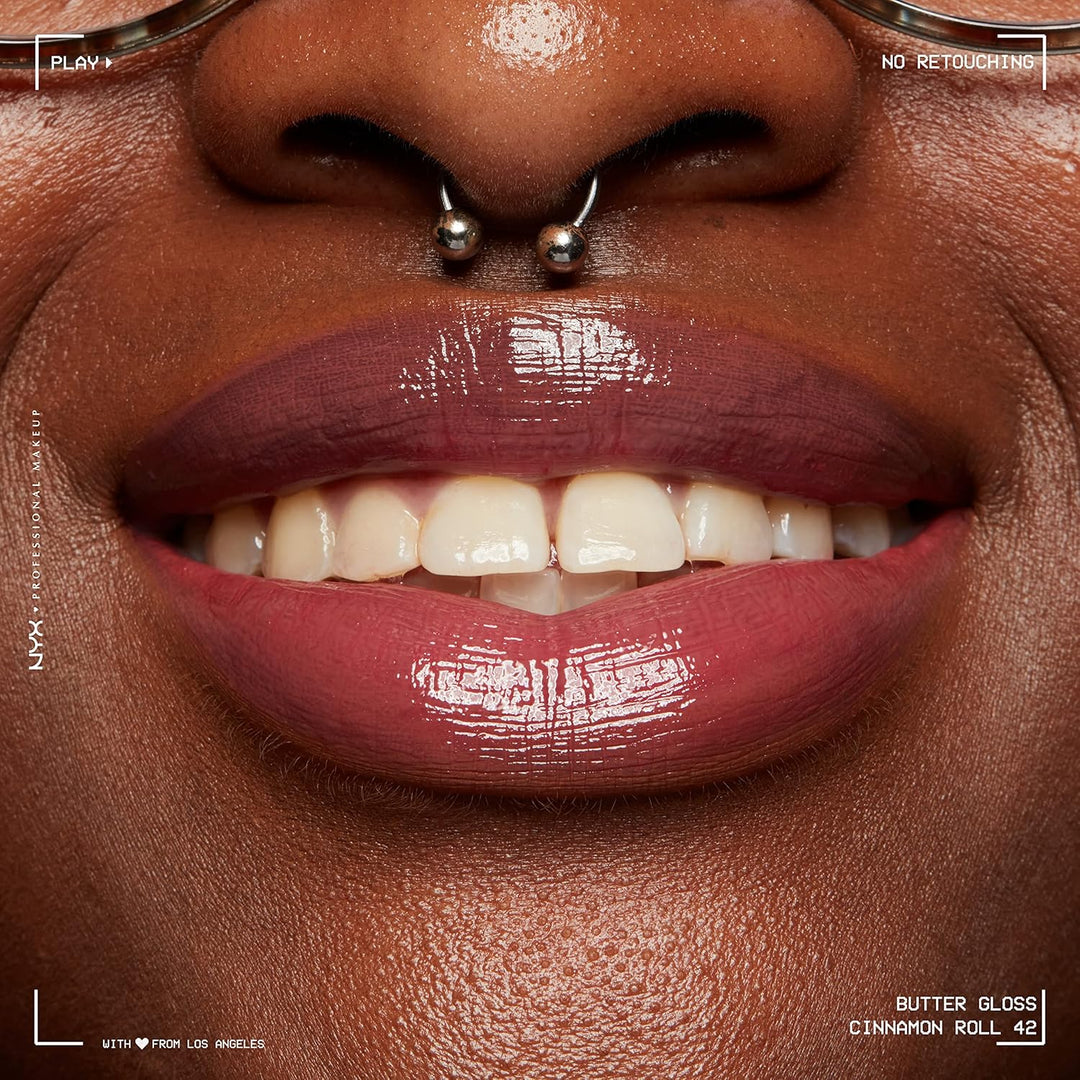 NYX Butter Gloss | Non-Sticky Lip Gloss for Women - Cinnamon Roll (Dusty Nude)