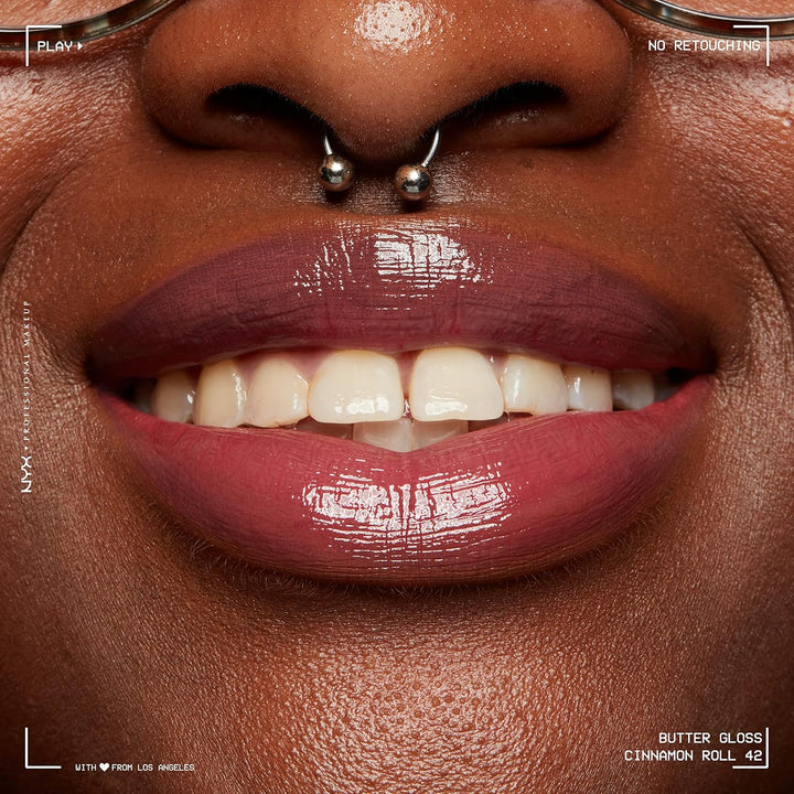 NYX Butter Gloss | Non-Sticky Lip Gloss for Women - Cinnamon Roll (Dusty Nude)