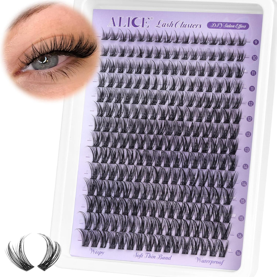 ALICE DIY Natural Lash Clusters | Wispy Anime Cat Eye | 10-16mm, 144 Pcs