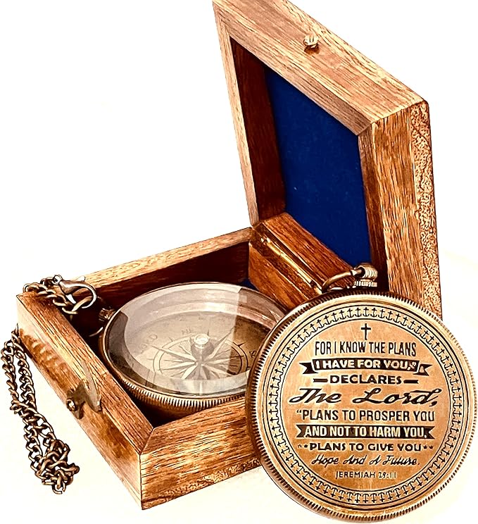 Religious Gifts for Men Engraved Compass for I Know The Plans -God, Camping Compass Christian Gifts Catholic Boys Girls Baptism Communion Inspirational Graduation Gifts