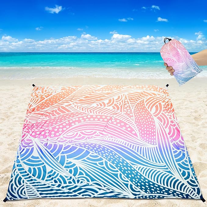 AISPARKY Beach Blanket Waterproof Sandproof Quick Drying Beach Mat Extra Large Outdoor Picnic Blanket for Travel Camping Hiking