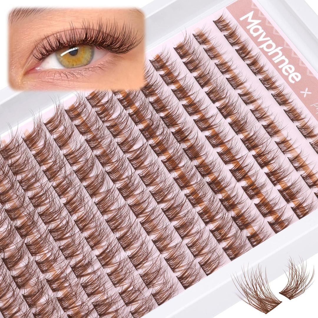 Brown Lash Clusters Natural Lash Extensions Wispy Eyelash Clusters 168 Pcs C Curl Lashes Clusters For Everyday Wear Beginner Fri