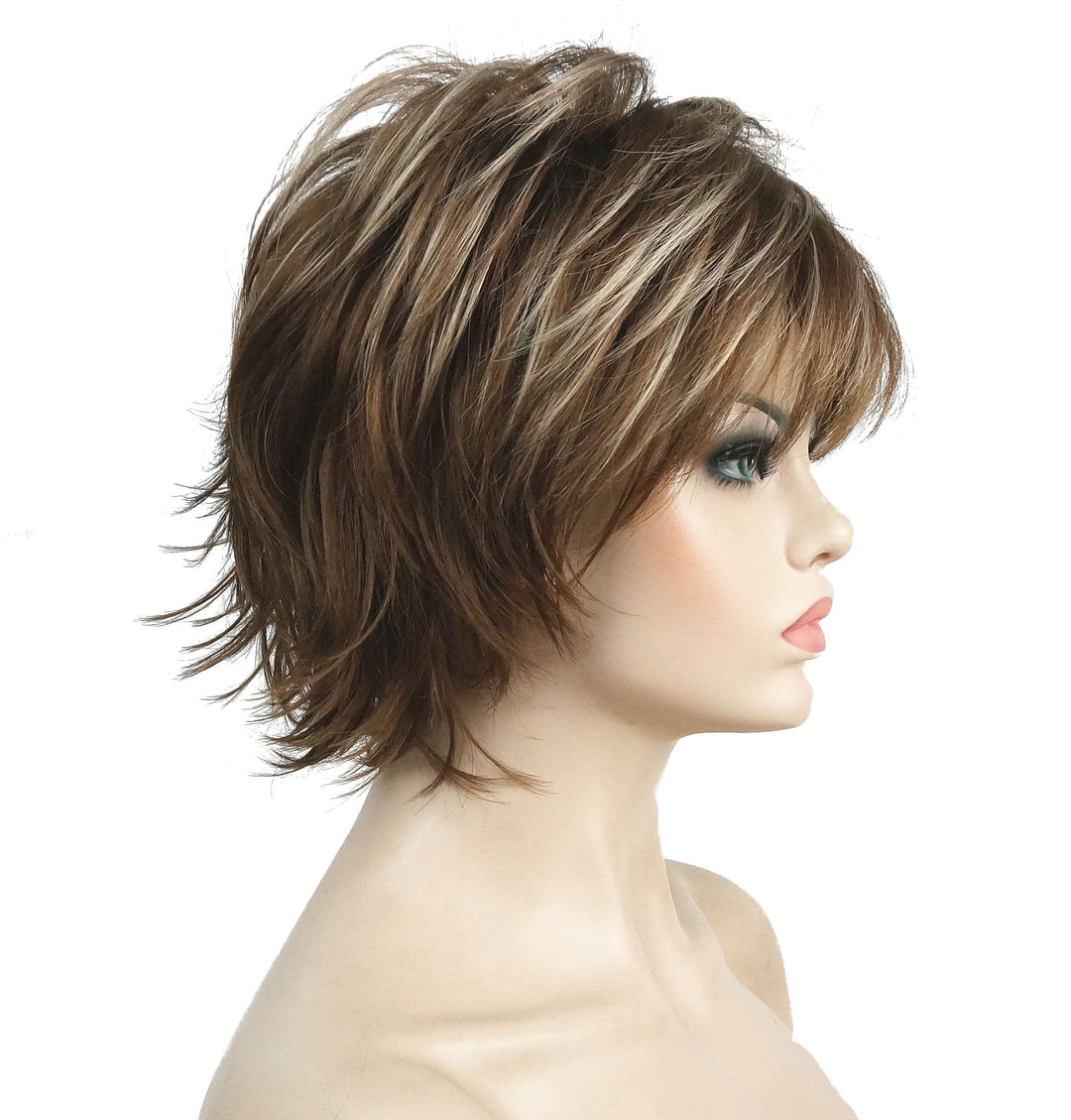 Lydell Short Layered Shaggy Full Synthetic Wig Wigs 12Tt26 Brown Highlights