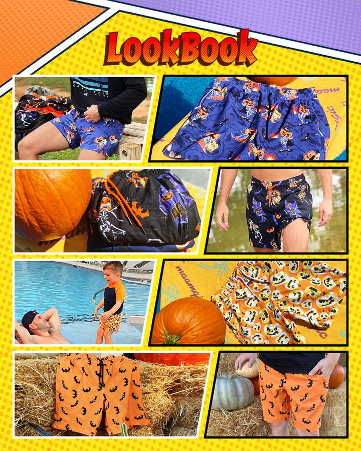 maamgic Mens Swim Trunks with Compression Liner 5" Stretch Athletic Swimming shorts Quick Dry with Zipper Pockets No-Chafing Board Shorts Halloween Party X-Small