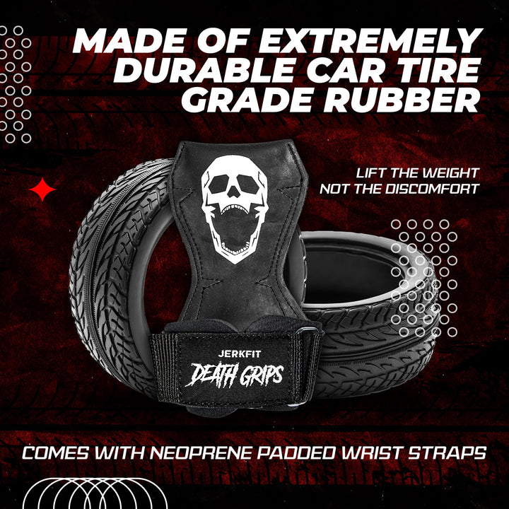 JerkFit Death Grips, Lifting Straps for Deadlifts, Pull Ups, and Heavy Shrugs, with Padded Support, Palm Protection & Increased Grip for Heavy Pull Lifts (Medium)
