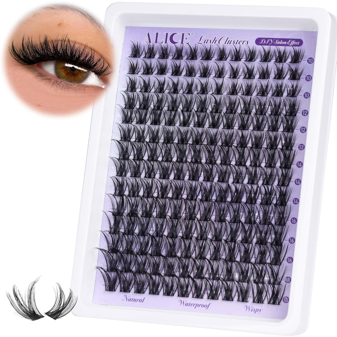 ALICE DIY Natural Lash Clusters | Wispy Anime Cat Eye | 10-16mm, 144 Pcs