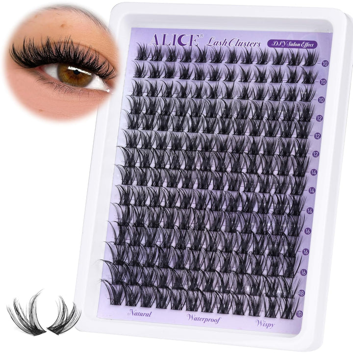 ALICE DIY Natural Lash Clusters | Wispy Anime Cat Eye | 10-16mm, 144 Pcs
