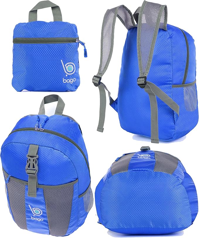 bago Lightweight Small Hiking Backpack for Women and Men - 25L Travel Day Pack - Foldable Hiking Daypack Ultralight for Camping Outdoor Sports - Day Bag Packable Backpack for Travel (Blue)