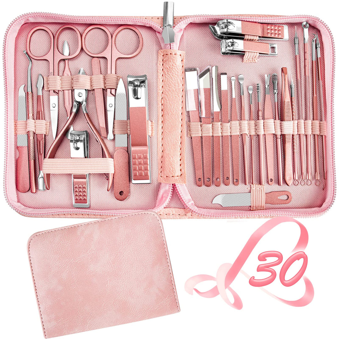 Manicure Set 30 In 1 Nail Clipper Set, Redflow Nail Clippers, Fingernail & Toenail Clippers, Manicure Tools, Pedicure Tools, Sui