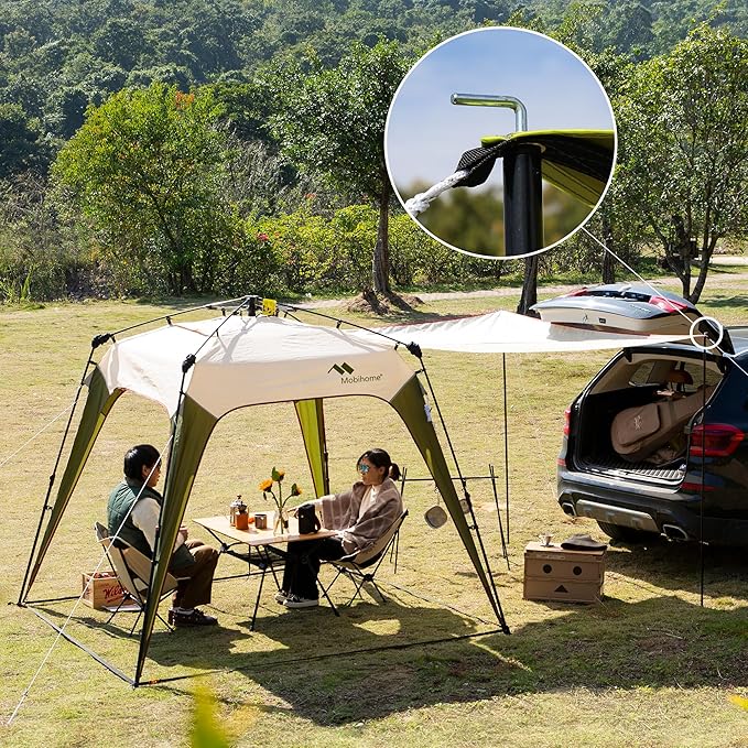 Pop Up Canopy Sun Shelters Shade Tent Pop Up 8.2' X 8.2' - Instant Portable Sports Cabana Umbrella, Easy Set-up and Take Down, with Sun Protection and One Shade Wall Included (Beige)