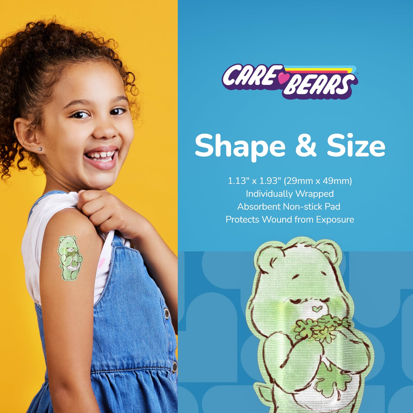 BioSwiss Care Bears Bandages, Baby Care Bear Shaped Self Adhesive Bandage, Latex Free Sterile Wound Care, Fun First Aid Kit Supplies for Kids, 24 Count