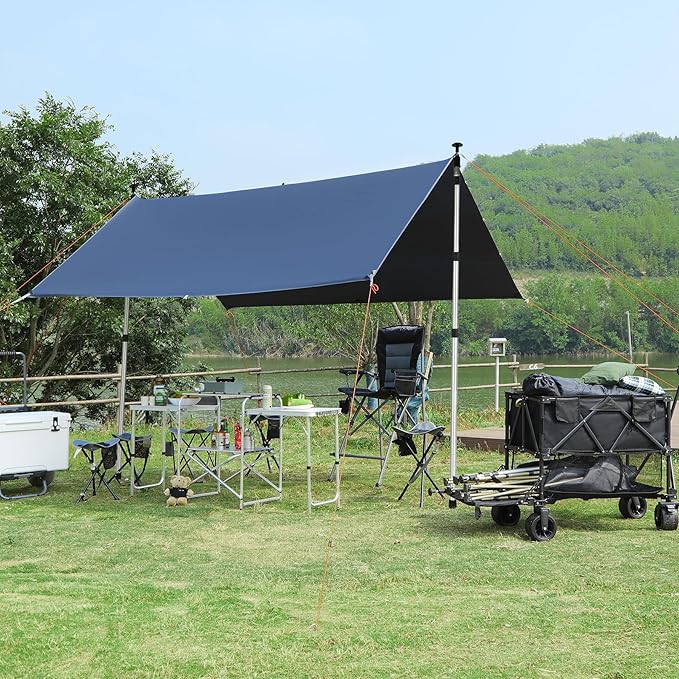 REDCAMP Aluminum Adjustable Camping Tarp Poles, Extra Tall Portable Canopy Poles, 41in to 126in Telescoping Heavy Duty Tent Poles for Shelter, Hammock Rain Fly, Awning, (Silver, Set of 2)