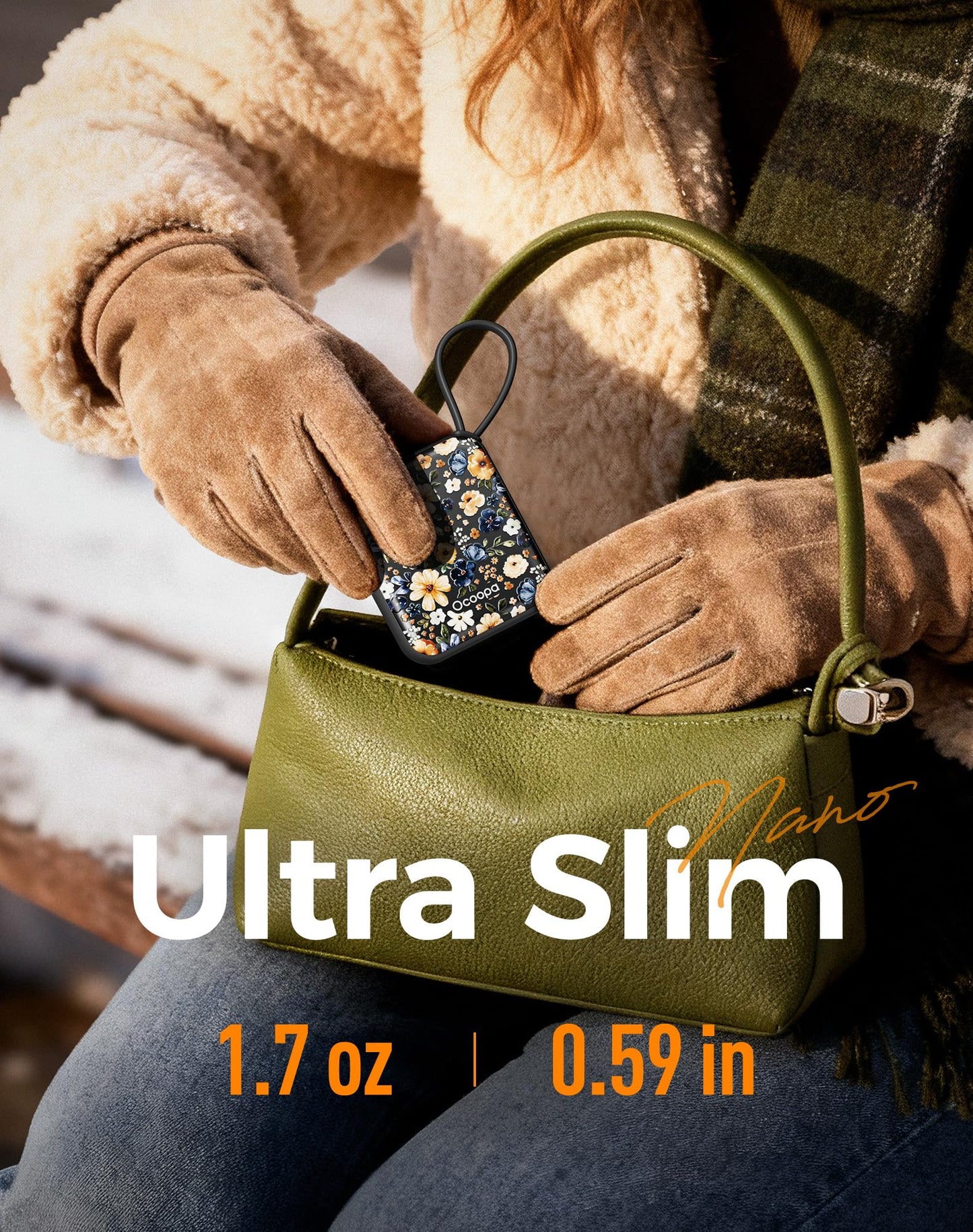 OCOOPA Hand Warmers Rechargeable 2 Pack, 7Hrs*2 Long Heat, 0.6" Ultra Slim Fits Pocket Gloves, 3 Heat Levels, UL Certified Electric Handwarmer, Gifts for Christmas,Winter Essential,UT5 Nano