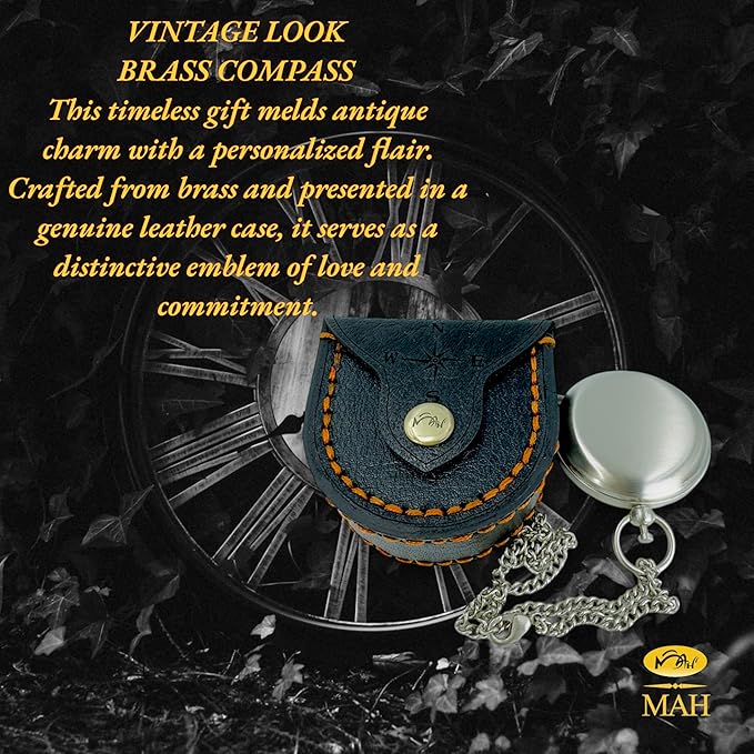 Backpacking Navigation Handmade Brass Personalize Compass for Best Man Get Well Hiking Camping Hunting Trekking Sailing Adventure Travelling Graduation Day Birthday Gifts for Son Back to School