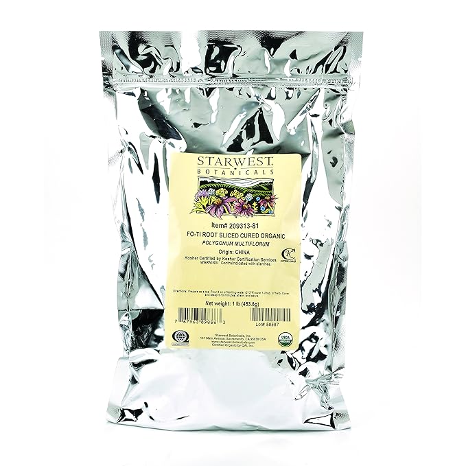 Starwest Botanicals Organic Cured Fo-ti Root Slices, 1 Pound