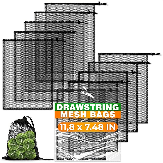 10PCS Nylon Mesh Bags with Drawstring - Multipurpose Mesh Bags for Storage and Carrying Goods While Traveling or Camping