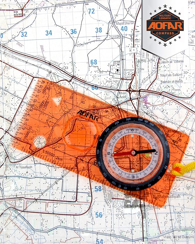 AOFAR Orienteering Compass AF-5C for Hiking, Boy Scout, Kids - Professional Field Compass for Map Reading, Navigation and Survival - Lightweight Mini Camping