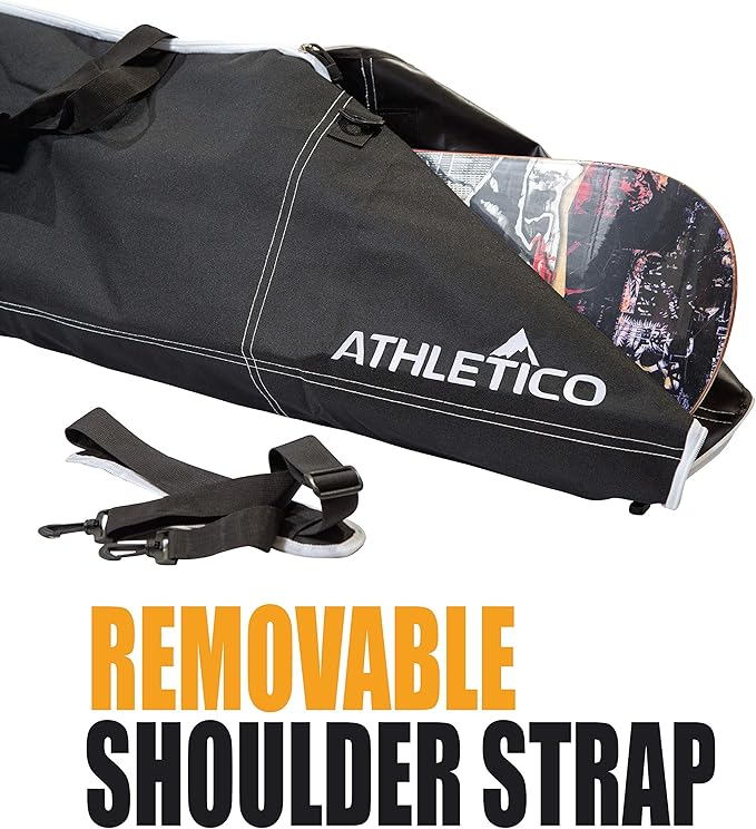 Athletico Two-Piece Snowboard and Boot Bag Combo | Store & Transport Snowboard Up to 165 CM and Boots Up To Size 13 | Includes 1 Snowboard Bag & 1 Boot Bag (Black)