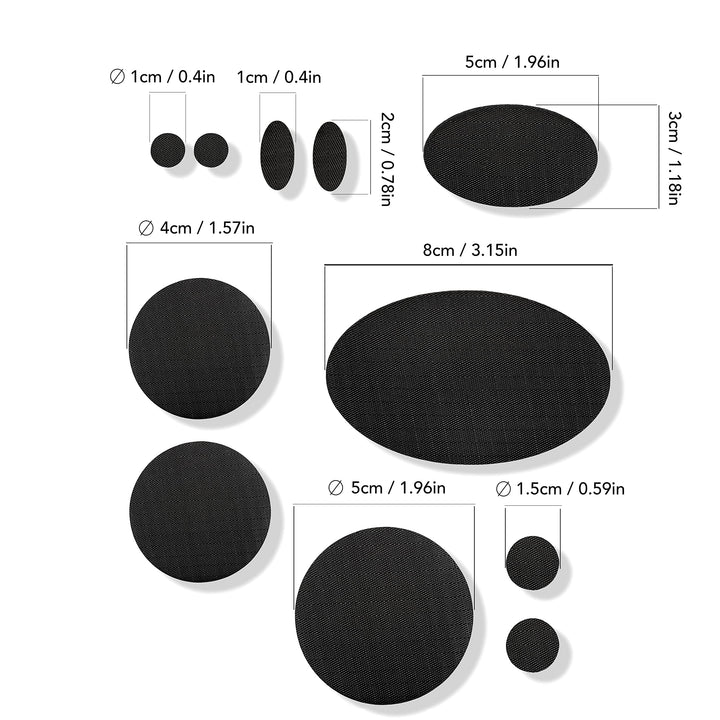 aZengear Repair Patches for Jackets | Waterproof, Self-Adhesive, Tear-Cold-Heat-Resistant Nylon Polyester Fabric to Fix Puffer Coat, Air Bed, Shoe, Tent, PVC, Clothing (11 Pieces, Black)